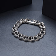 Men's Ivy Heart Curb Bracelet in Sterling Silver – original sculpted link and box clasp detail