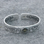 Men's Sun Scroll Cuff Bracelet in Sterling Silver with Gold-Tone Sunburst – original sunburst and pierced scroll detail