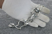 Men's Rib Cage Skeleton Bracelet in Sterling Silver – original rib cage and skull detail