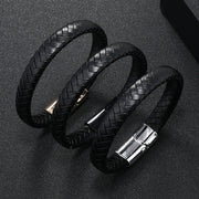 Men's Flat Plait Bracelet in Black – original detail
