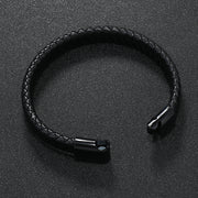 Men's Flat Plait Bracelet in Black – clasp detail