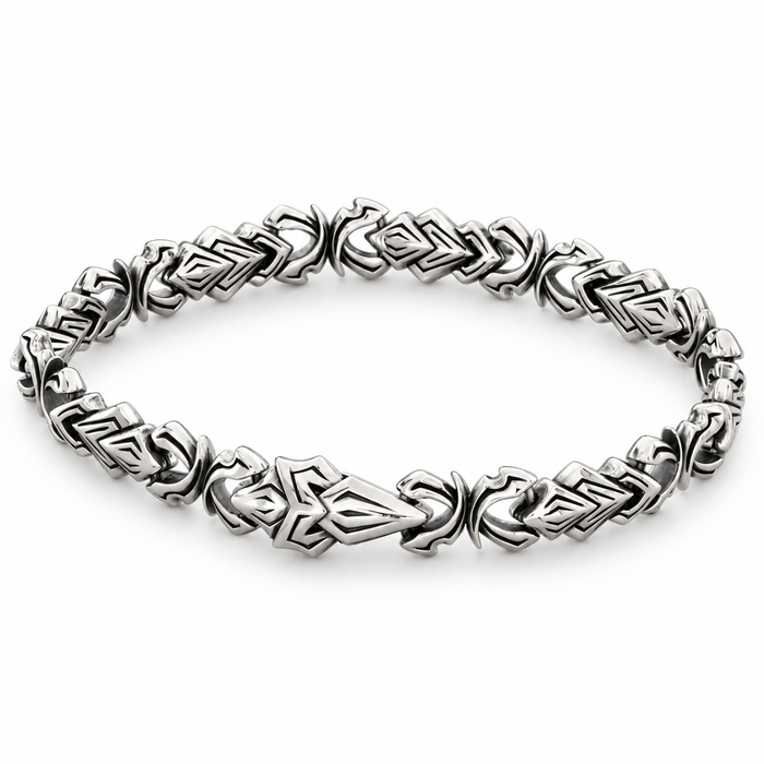 Men's Arrow Shield Link Bracelet in Sterling Silver – front view