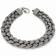 Men's Cable Plait Bracelet in Sterling Silver – front view