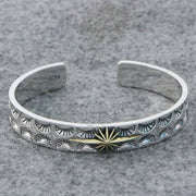 Men's Radiant Fan Cuff in Sterling Silver / Gold-Tone Accent – original radial relief and fan-pattern view