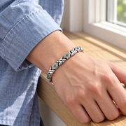 Men's Star Frame Link Bracelet in Sterling Silver – contextual scene, on wrist