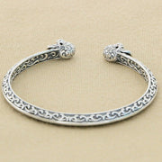 Men's Ivy Skull Open Cuff Bracelet in Sterling Silver – original reverse view