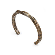 Men's Weathered Rune Cuff in Antique Gold-Tone Steel – original gold-tone finish view