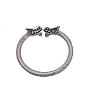 Men's Twin Dragon Cable Cuff in Silver-Tone Steel – front view
