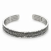 Men's Leaf Scroll Sterling Silver Cuff in Sterling Silver – front view
