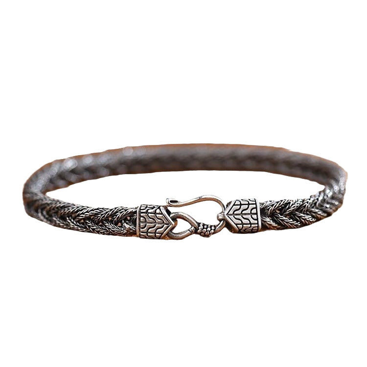 Men's Interwoven Hook Bracelet in 925 Sterling Silver – front view