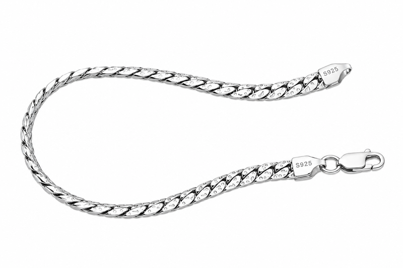 Men's Faceted Curb Bracelet in Sterling Silver – front view