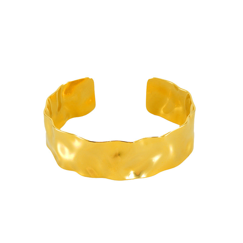 Men's Molten Hammered Cuff in gold-tone 18K Gold Plated Steel – front view