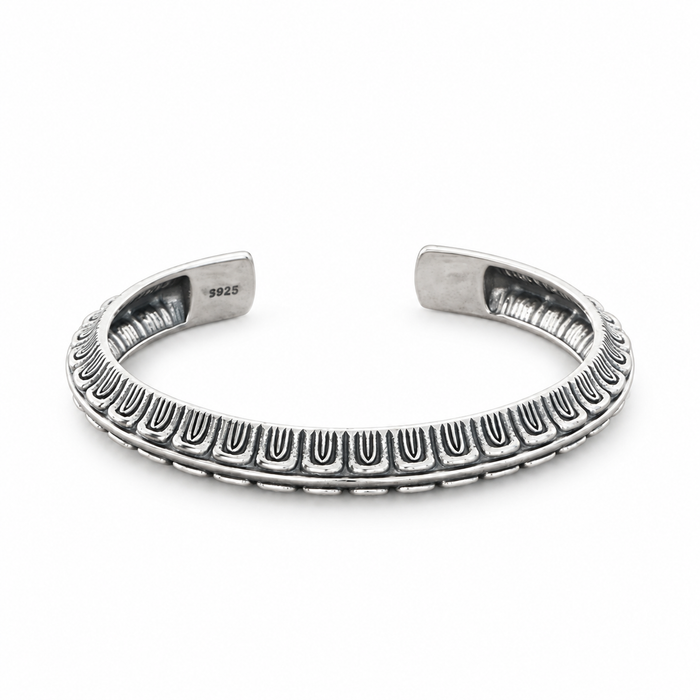 Men's U-Rib Cuff Bracelet in Sterling Silver – front view
