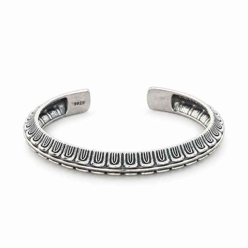 Men's U-Rib Cuff Bracelet in Sterling Silver – front view