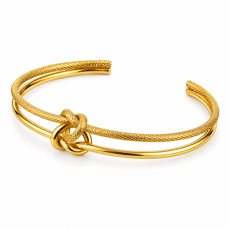 Men's Double Knot Cuff in Gold-Tone Plated Steel – front view