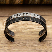 Men's Runic Cutout Cuff in Silver-Tone / Antique Black Steel – side-by-side detail of both finishes
