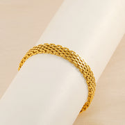 Men's Flat Weave Gold Plated Bracelet in 18K Gold Plated Steel – original flat weave side view