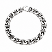 Men's Open Wave Frame Bracelet in Sterling Silver – front view