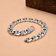 Men's Open Wave Frame Bracelet in Sterling Silver – original open clasp and panel detail