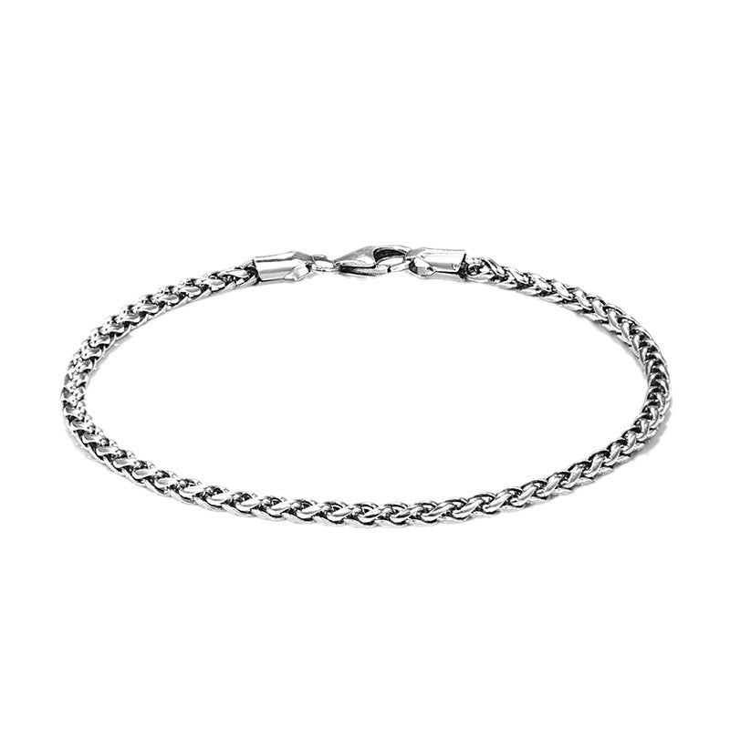 Men's Wheat Weave Bracelet in 925 Sterling Silver – front view