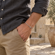 Men's Snake Ribbon Bracelet in 925 Sterling Silver – on wrist in a contextual setting