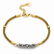 Men's Woven Scroll Bracelet in Gold-Tone Plated Steel – front view
