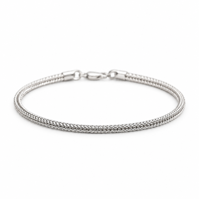 Men's Fine Foxtail Bracelet in 925 Sterling Silver – front view
