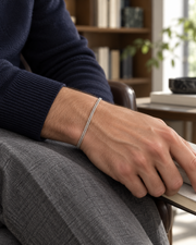 Men's Fine Foxtail Bracelet in 925 Sterling Silver – contextual scene, on wrist