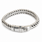 Men's Palm Weave Bracelet in Sterling Silver – front view