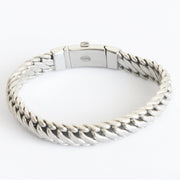 Men's Palm Weave Bracelet in Sterling Silver – original reverse clasp and link detail