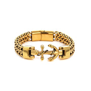 Men's Anchor Chevron Bracelet in Gold-Tone Stainless Steel – front view