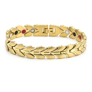 Men's Leaf Link Bracelet in Gold Plated Steel – front view