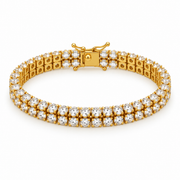 Men's Double Brilliance Tennis Bracelet in Steel / 18K Gold Plated Steel – front view