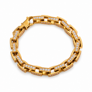Men's Open Frame Chain Bracelet in 18K Gold Plated Steel; Cubic Zirconia – front view