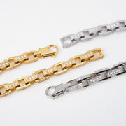 Men's Open Frame Chain Bracelet in Gold Plated Steel – original gold plated lobster clasp and link backs among finish options