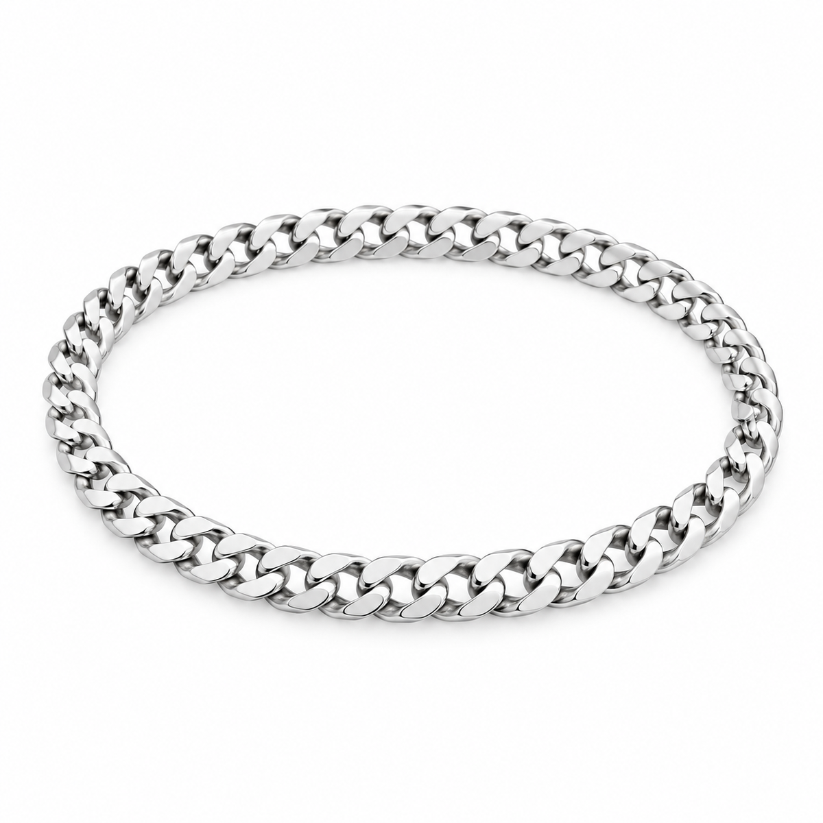 Men's Flat Curb Bracelet in 925 Sterling Silver – front view