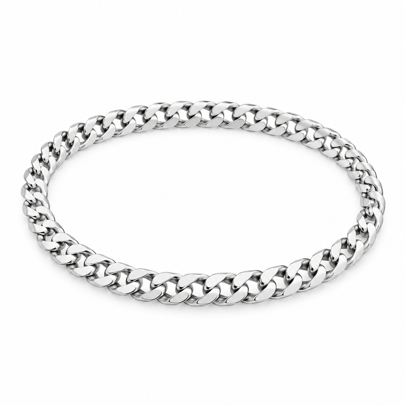 Men's Flat Curb Bracelet in 925 Sterling Silver – front view