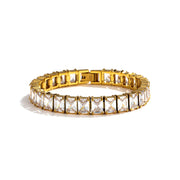 Men's Prism Row Tennis Bracelet in Gold-Tone Steel / Cubic Zirconia – front view