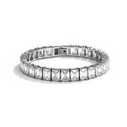 Men's Prism Row Tennis Bracelet in Silver-Tone Steel / Cubic Zirconia – original silver-tone front view