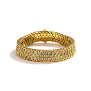 Men's Honeycomb Pave Link Bracelet in Gold Plated Steel – gold-tone front view