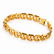 Men's Diagonal Open Link Bracelet in 18K Gold Plated Steel – front view