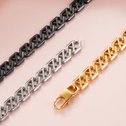 Men's Diagonal Open Link Bracelet in Gold-Tone / Silver-Tone / Black Steel – original diagonal link and clasp detail