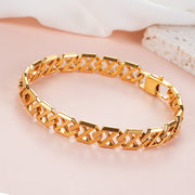 Men's Diagonal Open Link Bracelet in 18K Gold Plated Steel – original gold plated front view
