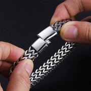 Men's Double Weave Magnetic Bracelet in Steel; Silver-Tone or Black Finish – original open magnetic clasp detail
