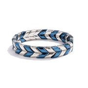 Men's Chevron Crest Bracelet in Blue / Silver-Tone Steel – front view