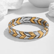 Men's Chevron Crest Bracelet in Gold-Tone / Silver-Tone Steel – original angled view