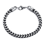 Men's Four Side Franco Bracelet in Steel; Antiqued Silver-Tone Finish – front view
