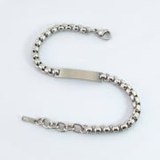 Men's Square Barrel ID Bracelet in Silver-Tone Steel – original lobster clasp and extension chain view