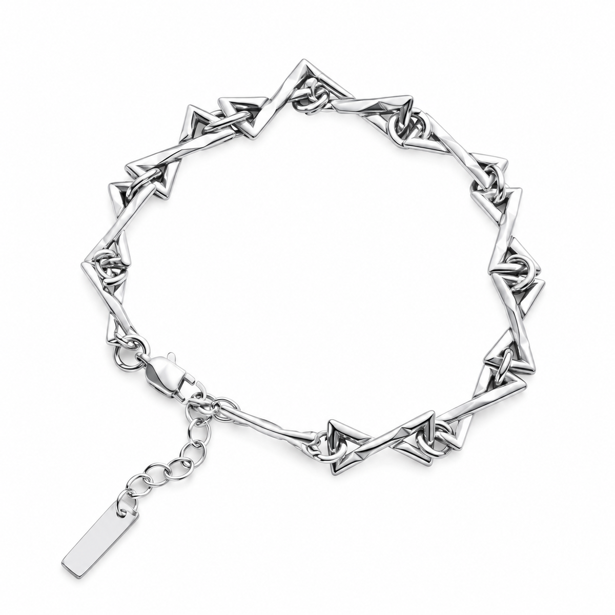 Men's Angular Spine Bracelet in 925 Sterling Silver – front view