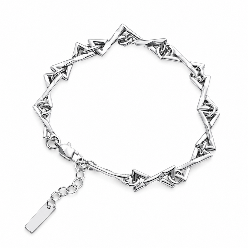 Men's Angular Spine Bracelet in 925 Sterling Silver – front view